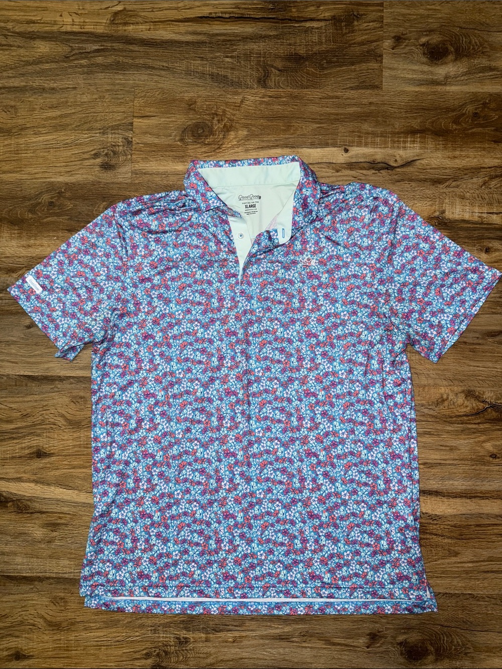 Good Good Golf Hydrangeas Blue Polo